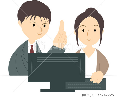 パソコン教室で学ぶ女性(男性講師) 58767725