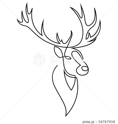 One line design silhouette of deer. Hand drawn single continuous line minimalism style. Vector 58767938