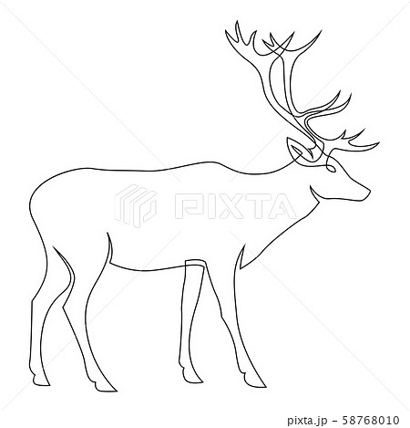 One line design silhouette of deer. Hand drawn single continuous line minimalism style. Vector 58768010