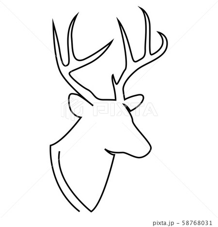 One line design silhouette of deer. Hand drawn single continuous line minimalism style. Vector 58768031