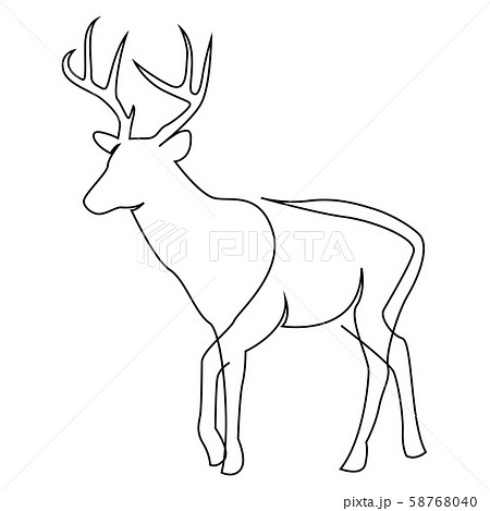 One line design silhouette of deer. Hand drawn single continuous line minimalism style. Vector 58768040