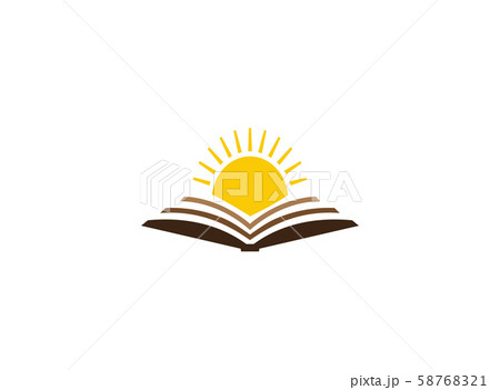 bright sun in an open book for logo design illustration on white background 58768321