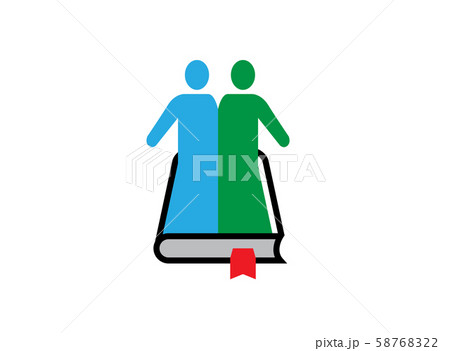 Union kids or students open hands inside a book for logo design on white background Union kids or students open hands inside a book for logo design on white background 58768322