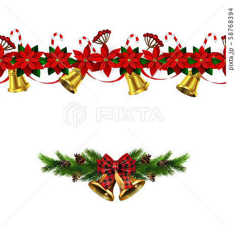 Vector christmas bells with christmas tree decorations 58768394