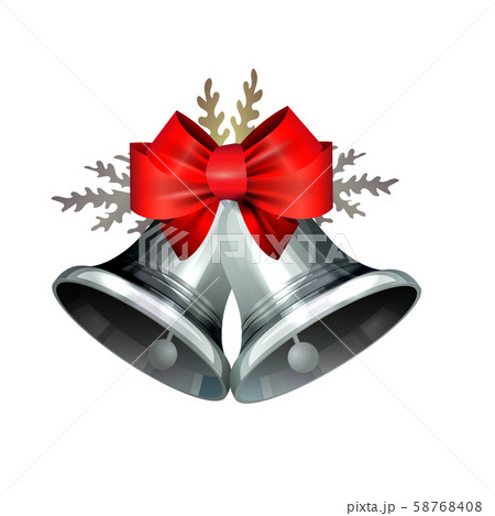 Realistic silver bell isolated on white Realistic silver bell isolated on white 58768408
