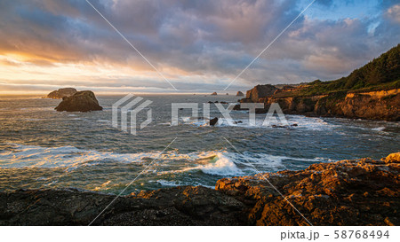 A Colorful Sunset at a Northern California Beach. 58768494