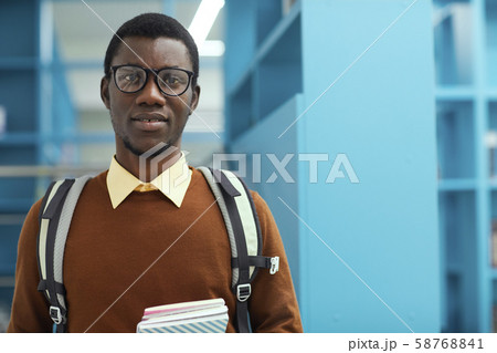Portrait of African-American Student in Library 58768841