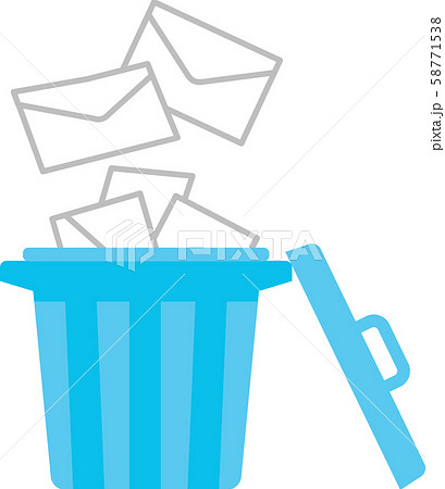 ゴミ箱に捨てられる大量のメール のイラスト素材