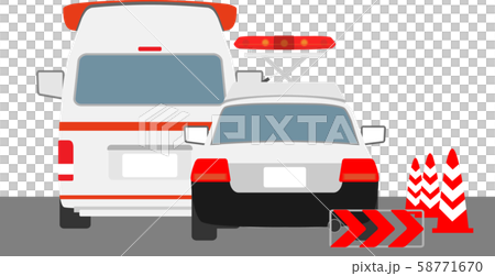 パトカーと救急車後ろ2のイラスト素材