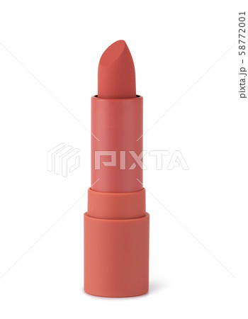 Red lipstick isolated on white. Velvet matte satin lip stick new open. 58772001