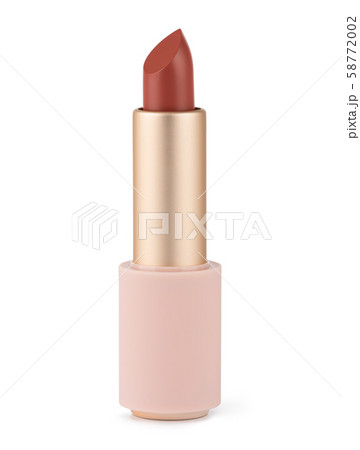 Red lipstick isolated on white. Velvet matte satin airy lip stick new open. 58772002