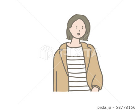 オシャレな女性 上半身のイラスト素材