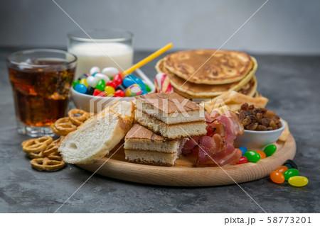 Selection of food that can cause diabetes 58773201