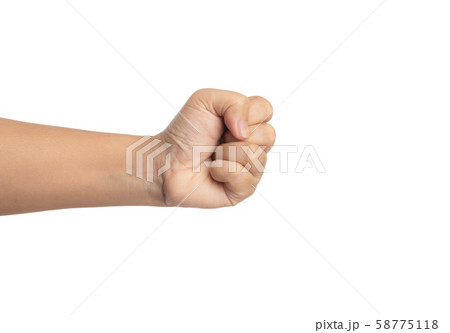 show a hand with clenched fist fingers on white show a hand with clenched fist fingers on white 58775118