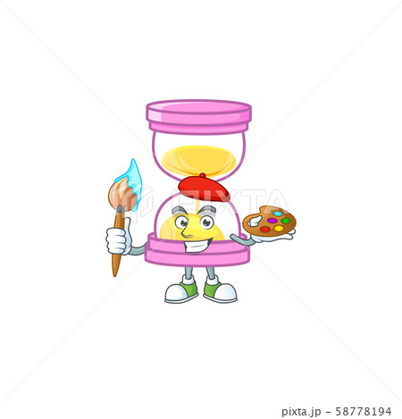Painter cartoon sandglass with character mascot shape. 58778194