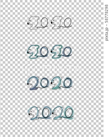 新年賀卡2020年徽標鼠標(藍色) 新年賀卡2020年徽標鼠標(藍色) 58778298