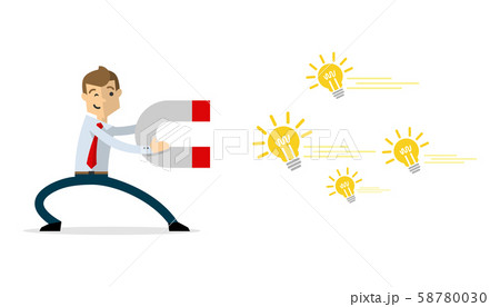 Vector of businessman with magnet attract ideas Vector of businessman with magnet attract ideas 58780030