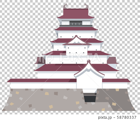 鶴ヶ城イメージ 観光地イラストアイコンのイラスト素材