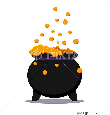 Halloween witches black cauldron with poison potion isolated on white background. 58780755
