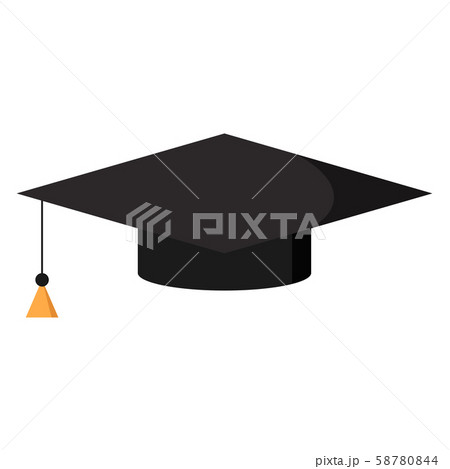 Black graduation cap flat design web icon graduate hat with tassel sign. 58780844
