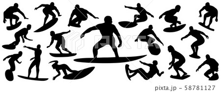 Vector Set Of Surfer Silhouetteのイラスト素材