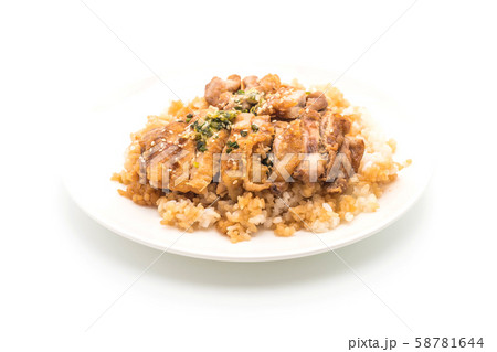 teriyaki chicken on topped rice teriyaki chicken on topped rice 58781644
