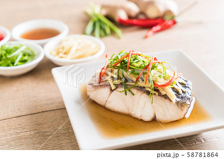 snapper fish steamed with soy sauce snapper fish steamed with soy sauce 58781864