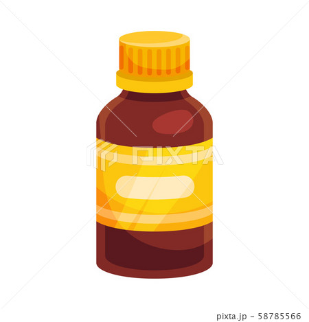 Brown glass bottle with a yellow cap. Vector illustration on a white background. Brown glass bottle with a yellow cap. Vector illustration on a white background. 58785566