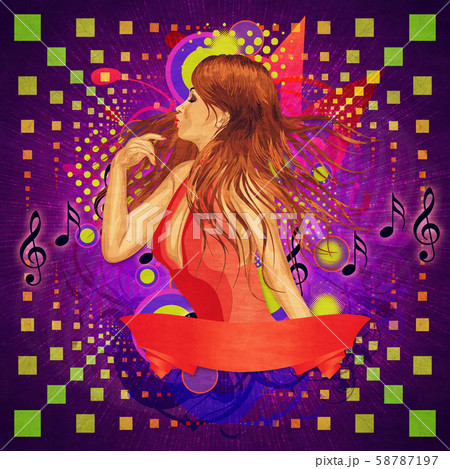 Music poster with girl in red 58787197