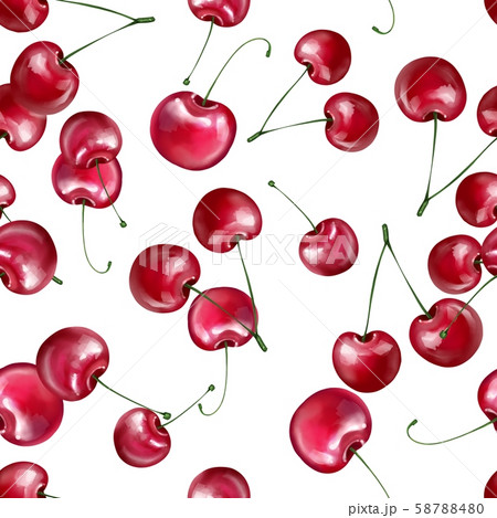 Seamless pattern with cherry berries on white 58788480