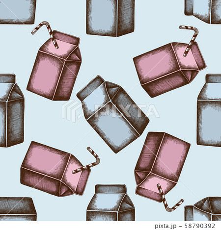 Seamless pattern with hand drawn colored milk boxes Seamless pattern with hand drawn colored milk boxes 58790392