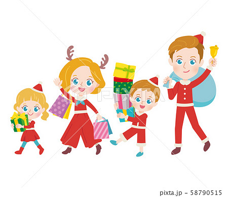 外国人家族 クリスマス イラストのイラスト素材