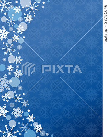 オシャレな雪の結晶カード 青色背景のイラスト素材