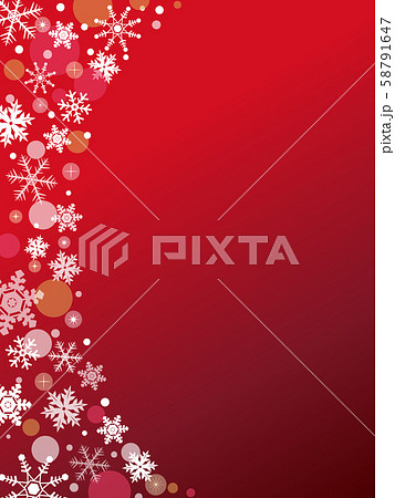 オシャレな雪の結晶カード 赤色背景のイラスト素材