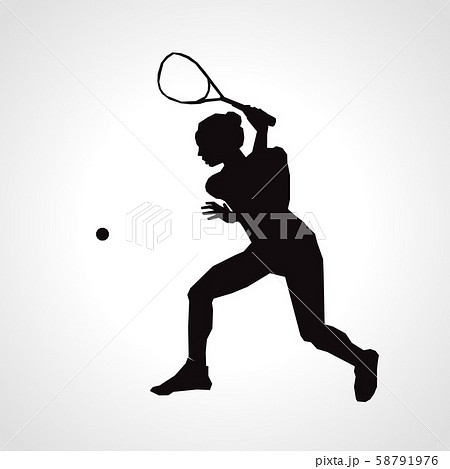 Female squash vector silhouette. Squash player hits the ball Female squash vector silhouette. Squash player hits the ball 58791976