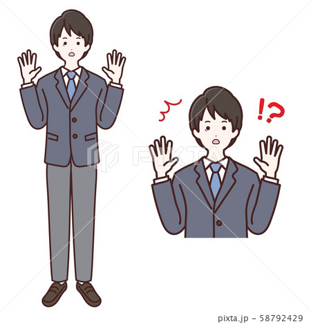 驚いている長袖制服の男子生徒 58792429