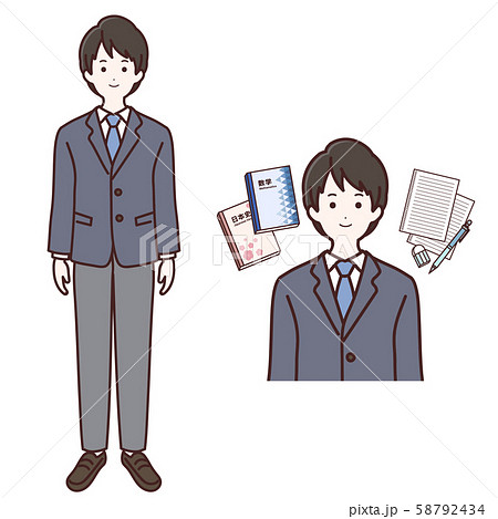 長袖制服の男子生徒のイラスト素材