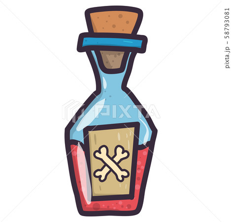 Cartoon illustration with red witch poison bottle on transparent background. 58793081