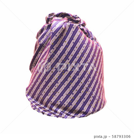 Santa Claus's striped bag or sack, full of gifts, on white background. 3d illustration 58793306