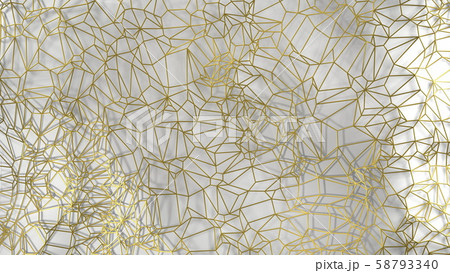 3d render, golden modern wall made by golden wire, random clusters triangle digital illustration 58793340