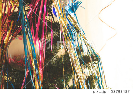 Decorated Christmas tree with Christmas toys. Soft 58793487