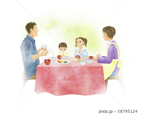 イラスト 家族 家庭 食卓のイラスト素材