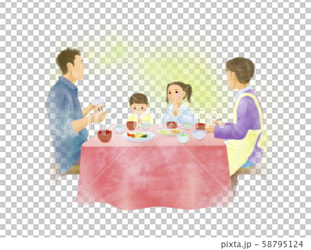 イラスト 家族 家庭 食卓のイラスト素材
