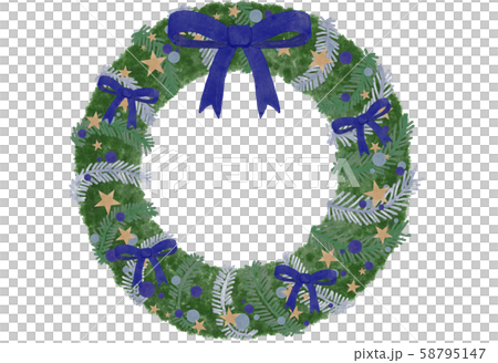 クリスマスリース 2 青 銀 のイラスト素材