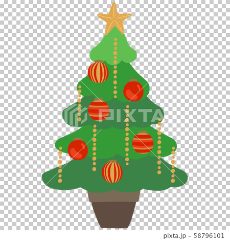 クリスマスツリー 赤のオーナメントのイラスト素材 クリスマスツリー 赤のオーナメントのイラスト素材