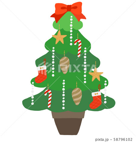 クリスマスツリー 赤のオーナメントのイラスト素材 58796102 Pixta