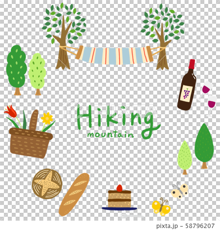 ハイキンググッズのフレームのイラスト素材