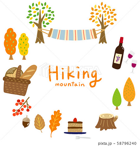 ハイキンググッズのフレーム 秋のイラスト素材