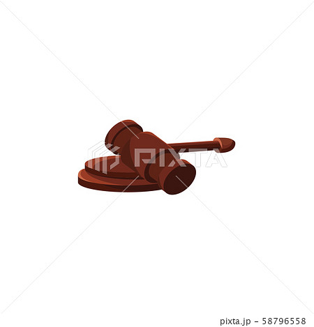 Color vector image. Referee's hammer. Judge's wooden gavel 58796558
