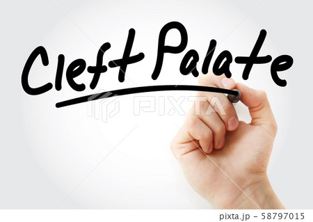 Hand writing Cleft palate with marker 58797015